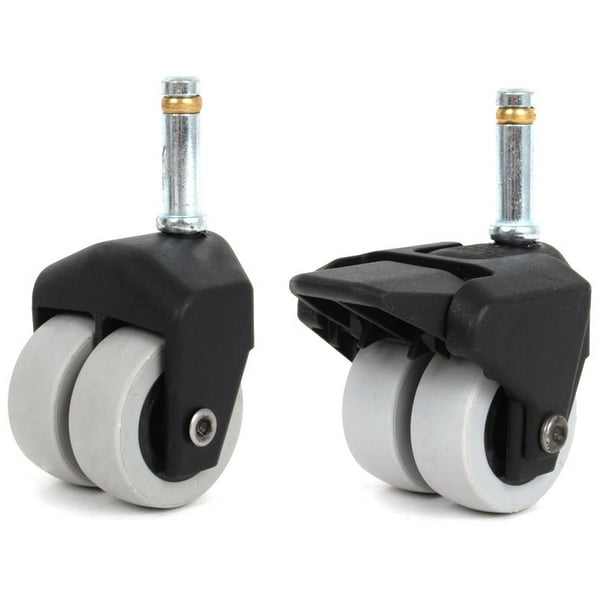 Dual Wheel Adjustable Bed Caster with 7/16" Stem, Set of 4 (2 with