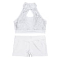 thumbnail image 3 of YONGHS Girls Jazz Hip Hop Dance Performance Outfit Sequins Tank Top with Booty Shorts Set Dancewear White 8, 3 of 5
