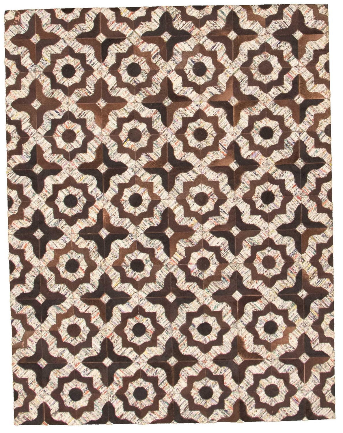 ECARPETGALLERY 4'11" x 6'5" Contemporary Cowhide Patchwork Handmade Area Rug for Living Room, Dining Room and Bedroom in Brown