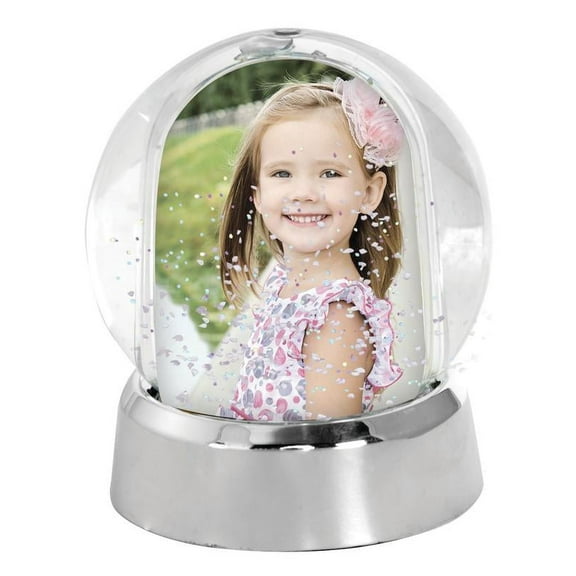 Neil Enterprises Inc. Mini 1.625x3.25 Vertical Photo Clear Snow Globe with Silver Base