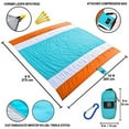 thumbnail image 3 of ECCOSOPHY Sandproof Beach Blanket - Oversized Sand Free Beach Mat 9'x10' - Lightweight Outdoor Mat - Double Anchored with 4 Corner Sand Pockets & Plastic Stakes - Heat Proof, Quick Drying &, 3 of 3