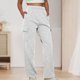 thumbnail image 3 of Pantalones casuales Cintura elástica Ajuste holgado Traje diario de talla grande para mujer Ygjytge Gris claro T L para Mujer, 3 of 6