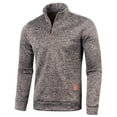 thumbnail image 3 of Havenx Mens Quarter Zip Sweatshirt Long Sleeve Knitted Sweatshirt 1/4 Zipper Mock Neck Pullover Sweatshirt Stand Collar Casual Active Fit Warm Running Outdoor Sweater Tops,Coffee M, 3 of 5