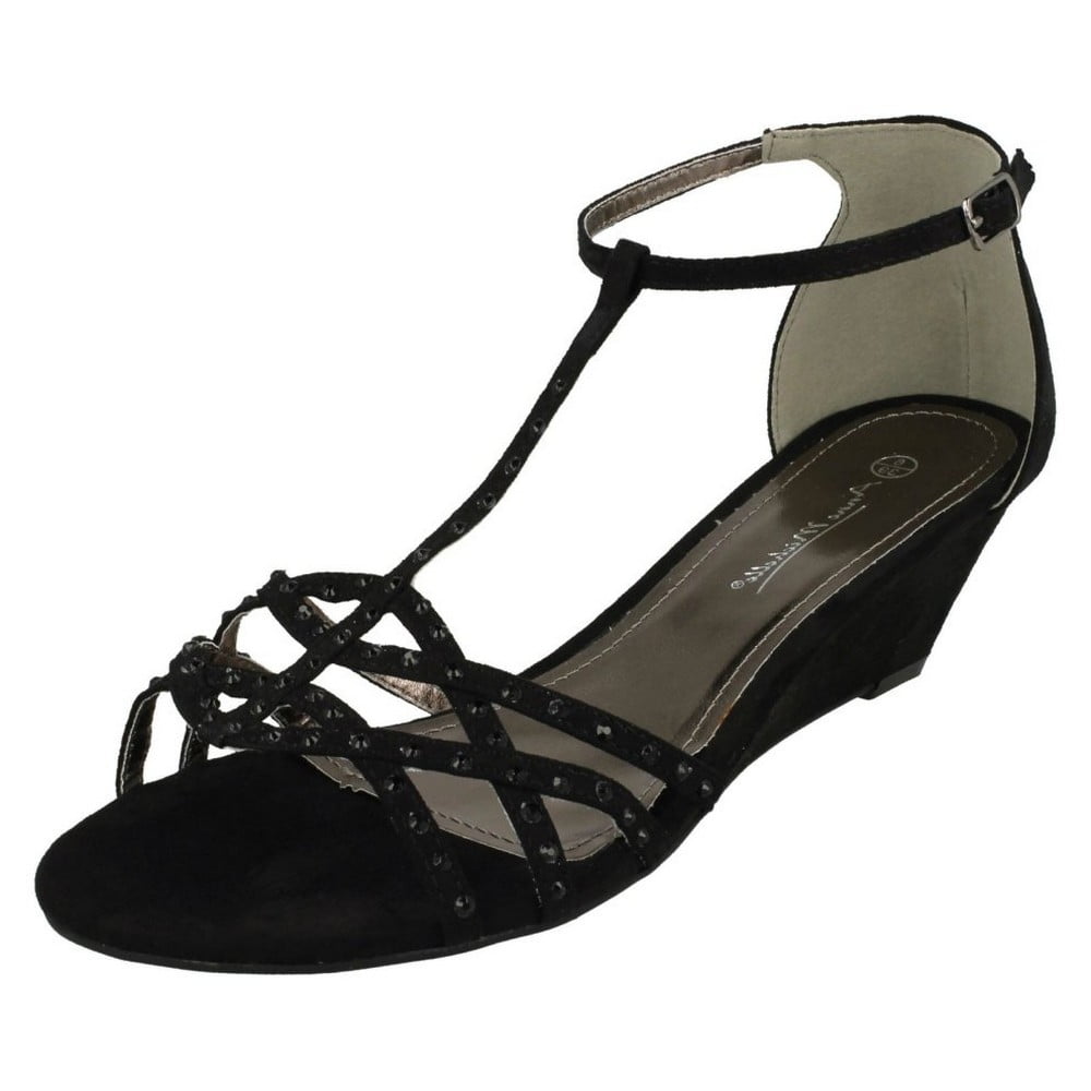 ladies diamante wedge sandals