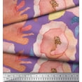 thumbnail image 3 of Soimoi Purple Poly Georgette Fabric Leaves & Floral Print Sewing Fabric BTY 52 Inch Wide, 3 of 3