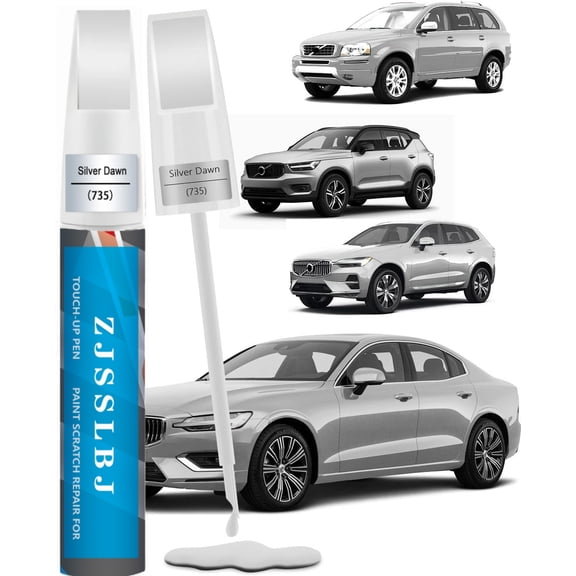 Silver Dawn(735) Touch Up Paint Compatible with Volvo, Car Paint Pen Scratch Repair Two-In-One Touch Up Paint, Premium Car Scratch Remover for Deep Scratches
