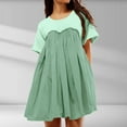 thumbnail image 2 of Women's Summer Dresses Sleeveless Ruffle Sleeve Round Neck Solid Loose Short Flowy Pleated Mini Dress, 2 of 8