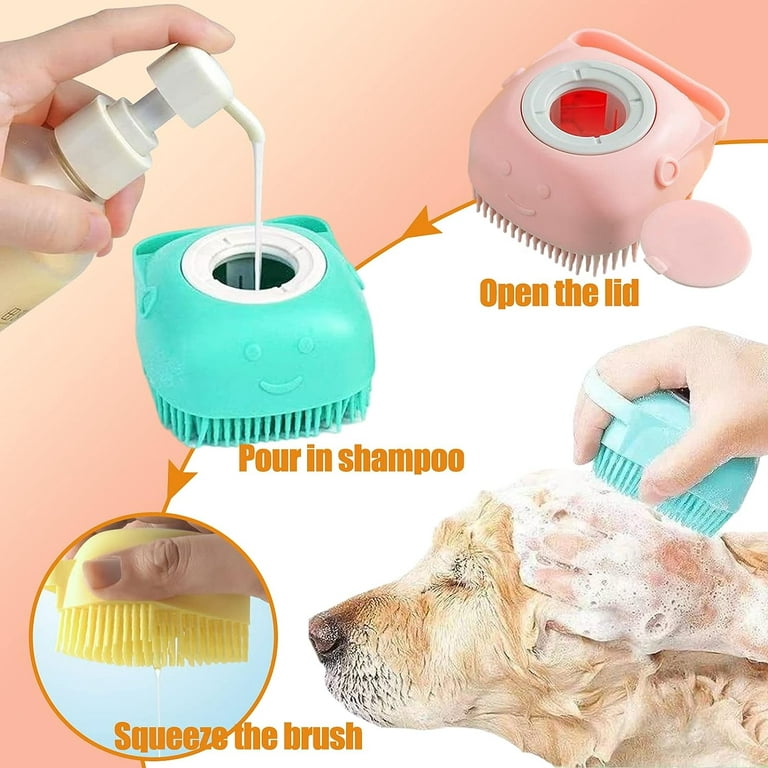 Dog Bath Brush - Dog Shampoo Brush Dog Soap Scrubber for Bath Silicone Dog  Wash Brush Dog