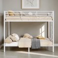 thumbnail image 2 of GZXS Twin Over Twin Size Bed Frame, Heavy Duty Metal Bed Frame with Ladder and Guardrail, No Box Spring Needed, White, 2 of 10