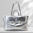 thumbnail image 1 of Bolso acolchado informal para mujer, Bolso con asa superior hinchado de gran capacidad, Bolso de invierno para niñas, 1 of 7
