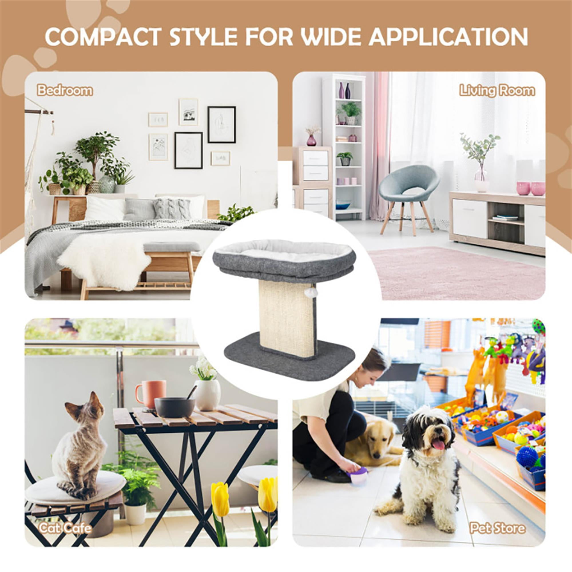 Kadyn 23" Cat Tree Tower with Cat Scratching Post, Large Plush Perch, Cat Shelter Scratcher Apartment for Kittens, Gray