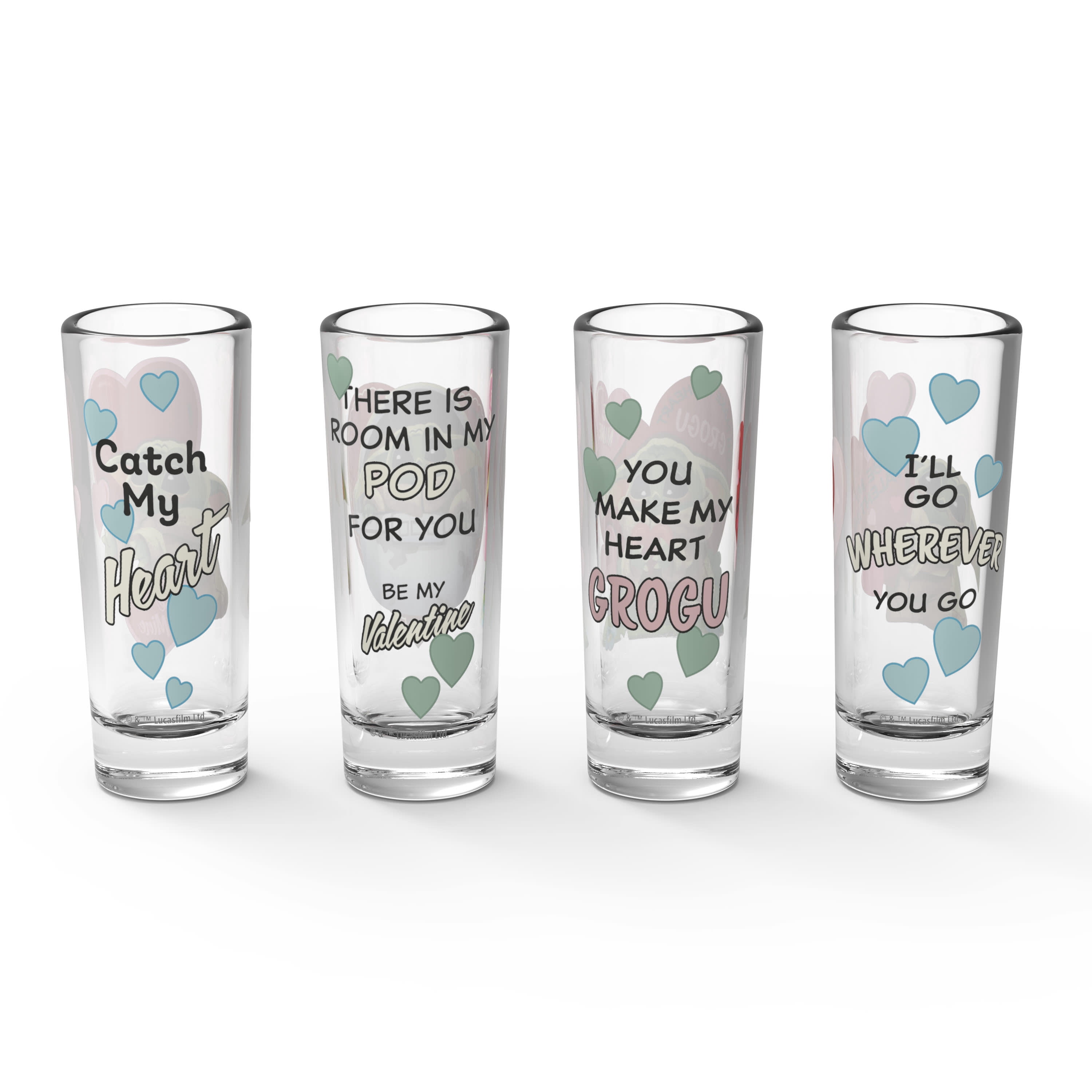 Zak Designs Glass Mini 2 oz Star Wars: The Mandalorian Grogu Drinkware Tumblers, Set of 4