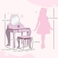 thumbnail image 3 of Qaba Coiffeuse pour Enfants avec Miroir et Tabouret, Design Chat, Tiroir Rose, 3 of 10