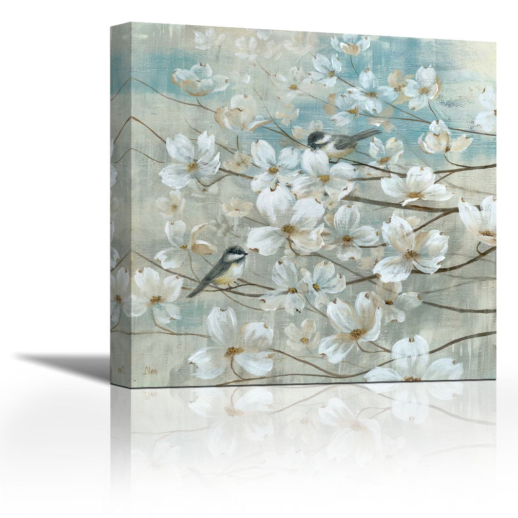 Chickadees and Dogwood Contemporary Fine Art Giclee on Canvas Gallery