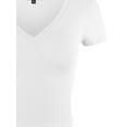 thumbnail image 4 of A2Y Women's Solid Ribbed V-Neck Short Sleeve Rayon Fitted Crop Top Tee White L, 4 of 5