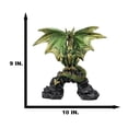 thumbnail image 3 of Green And Gold Scales Behemoth Dragon Perching On Ancient Rock Arch Figurine, 3 of 10