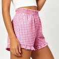 thumbnail image 5 of fheaev Women'S Plaid High Waist Shorts Loose Casual Summer Bottom with Pocket Pink 2XL, 5 of 6