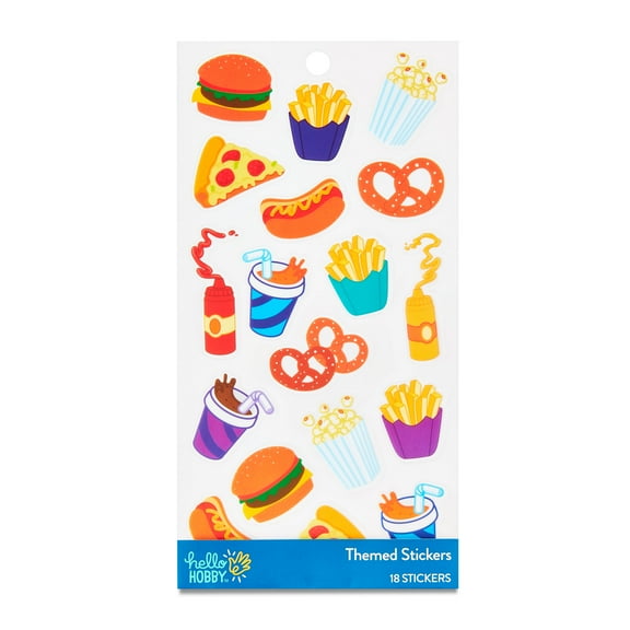 Hello Hobby Fast Food Themed Stickers – Multicolor, 18 Count