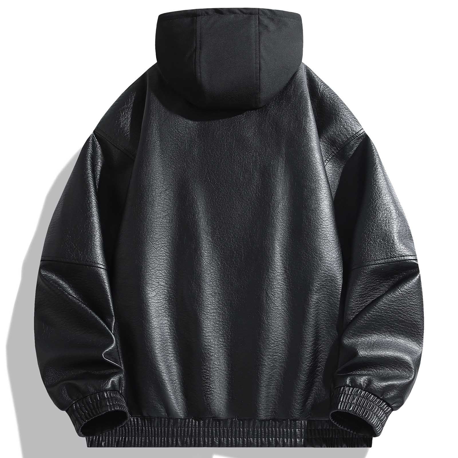 Uootdi Cropped Leather Jacket for Women Vintage Style Motorcycle Bomber Jacket Faux Leather Lapel Neck Zip Up Long Sleeve Coats Fall Going Out Jackets