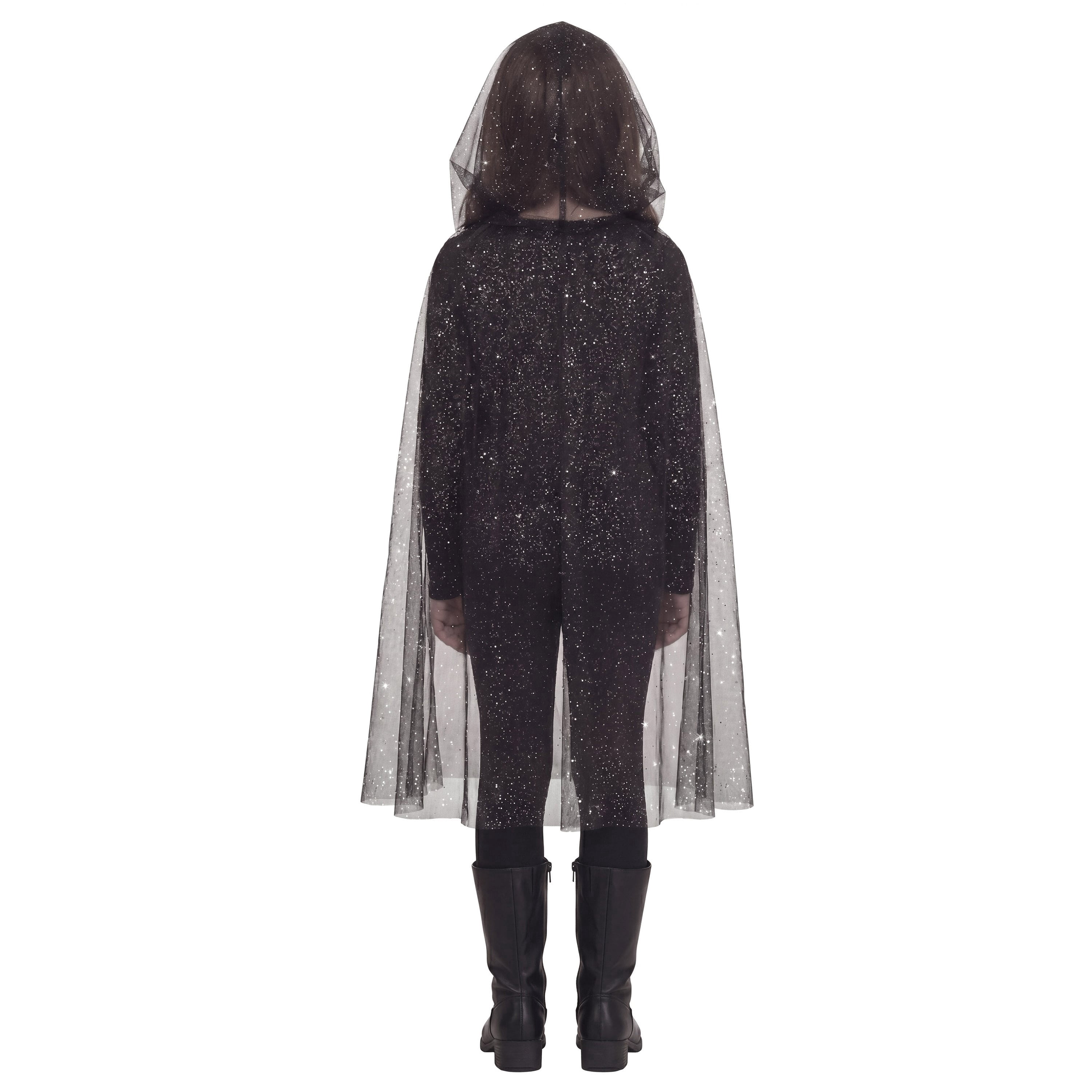 Hooded Sparkle Cape Costume Accessory for Children, Black, M-XL, Halloween by Way To Celebrate