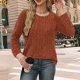 thumbnail image 6 of BLVB Womens Tops Long Sleeve Shirts Lightweight Sweaters Loose Fit Crewneck Color Block Fall Fashion Outfits Winter Clothing, 6 of 7