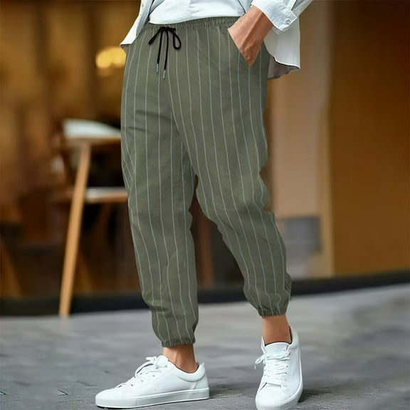 Simua Men's Athletic Striped Jogger Pants with Breathable Design - Modern Printed Sport Pants for Training and Casual Wear