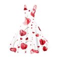 thumbnail image 2 of Viikei Women's Boho Tiered Short Sleeve Dress,Women's Valentine's Day Love Printed Cute Retro Strap Dress Red L, 2 of 3