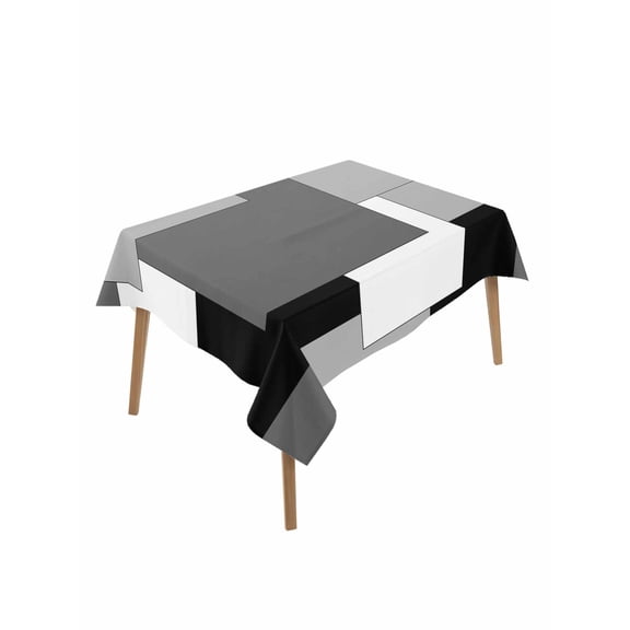 Black Grey Table Cloth, Middle Century Irregular Geo Abstract Art Waterproof Tablecloth for Rectangle Tables, Reusable Washable Fabric Table Cover for Restaurant Kitchen Dining Tables 52"x70"