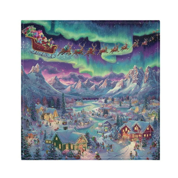 Qxltty Whimsical Christmas Scene Napkins 20×20in Perfect for Parties Dinners Weddings Cocktail Housewarming Cloth Napkins Set of 6