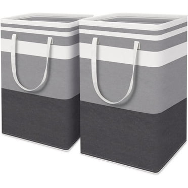 Brotasdro Laundry Basket, 75L Collapsible Waterproof Hamper, 2-Pack (Gray)