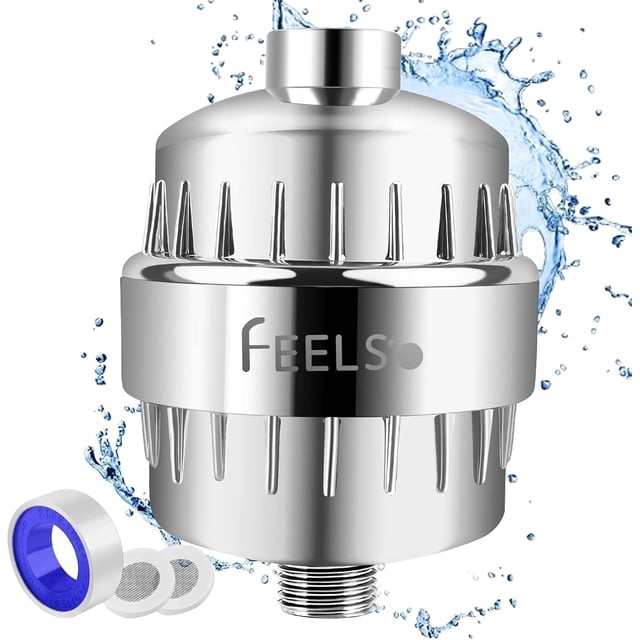 FEELSO Filtro para Cabezal de Regadera, Filtros de Agua Universales de Acero Inoxidable de 18 Etapas para Agua Dura