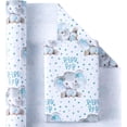 thumbnail image 2 of Baby Boy Wrapping Paper - Mini Roll - 17 Inch X 33 Feet - Adorable Blue Elephant Design for Baby Shower, Party, Holiday, 2 of 4