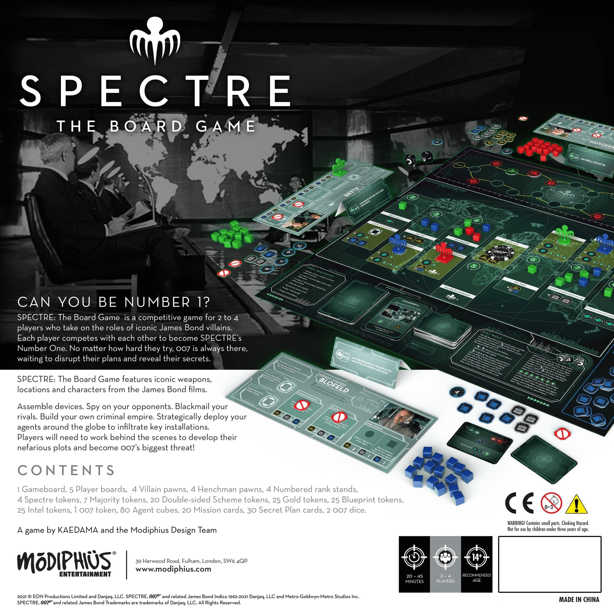 Modiphius Entertainment: Spectre: The Board Game - Strategy Board Game, Play As James Bond Villians, Licensed, Ages 14+, 2-4 Players, 45 Minutes