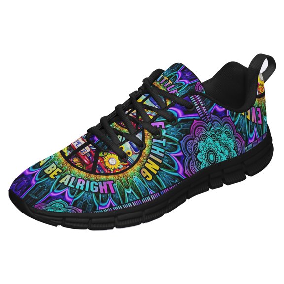 Every Little Thing Is Gonna Be Alright Hippie Running Shoes Sneakers Mesh Black Size 3.5