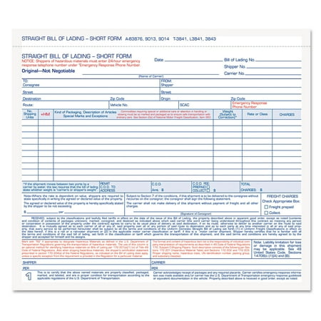 Hazardous Material Short Form 7 x 8 1/2, Three-Part Carbonless, 250 Forms