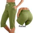 thumbnail image 2 of Women's Yoga Capri Pants Loose Drawstring High Waisted Side Silt Lounge Running Gym Short with Pockets, 2 of 7