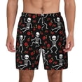 thumbnail image 2 of Picia Skeleton with Roses pattern Mens Swim Trunks with Compression Liner Stretch Beach Shorts Quick Dry with Zipper Pockets No-Chafing Board Shorts-X-Large, 2 of 9