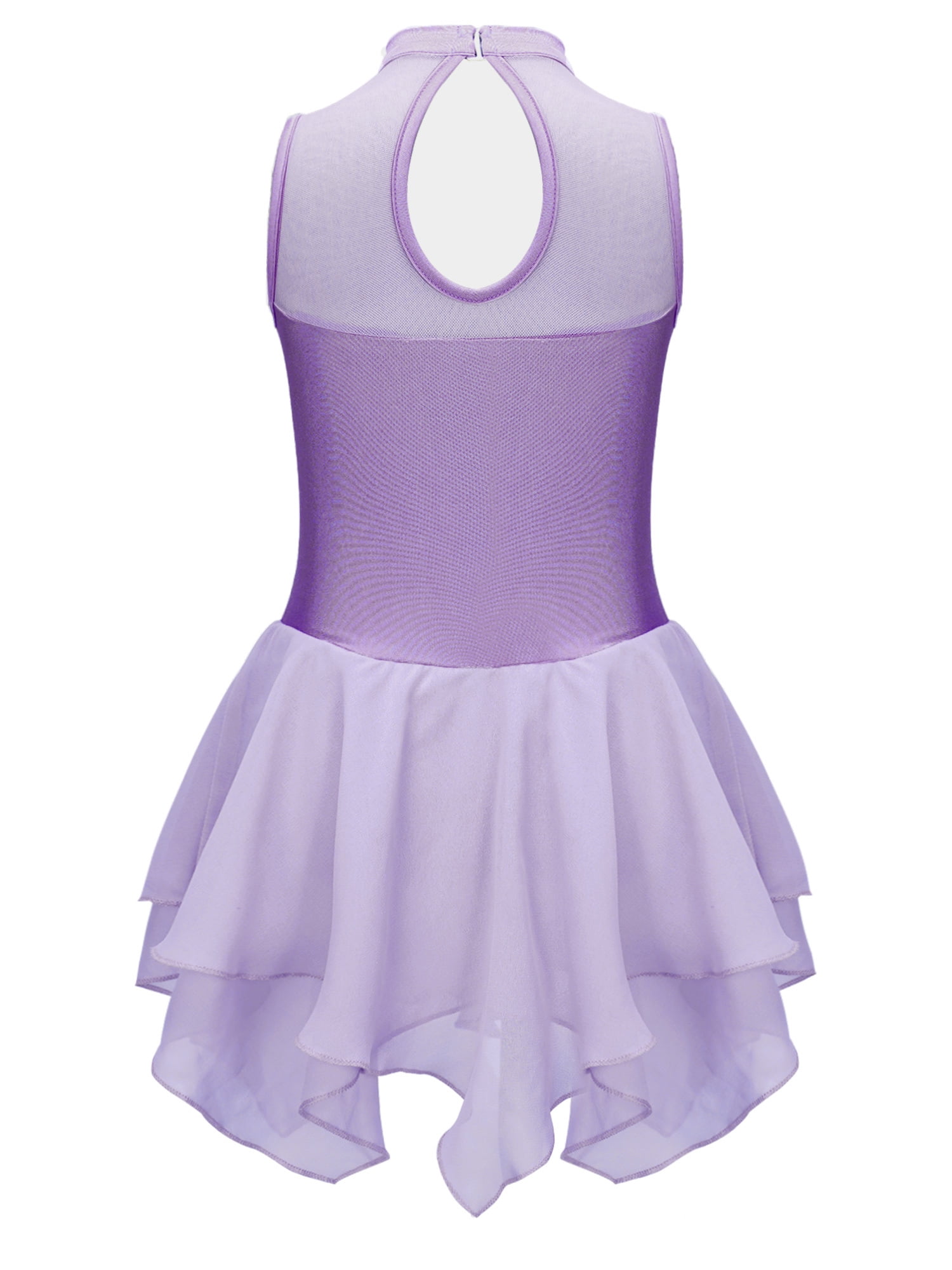 Robe De Patinage Artistique Fille Avec Strass Brillants - Justaucorps Gymnastique Danse Spectacle 5-16 Ans