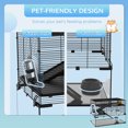 thumbnail image 5 of Dog Pens PawHut Hamster Cage, 31" Gerbil Cage with Glass Basin, Ramps, Platforms, Hut, Exercise Wheel, for Small Hamsters, Black,Cat Pens, 5 of 10