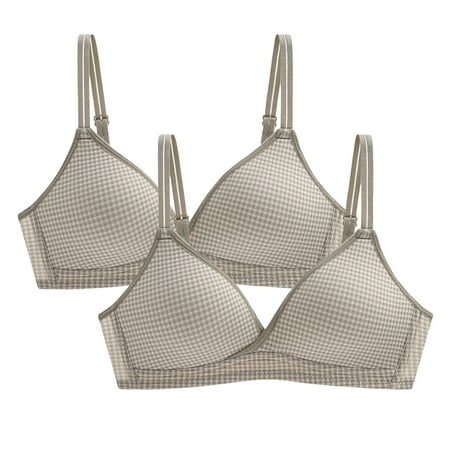 

MIARHB 2PCs Women Sexy Simple Lattice Plaid Adjustable Shoulder Strap Underwire Underwear Bra