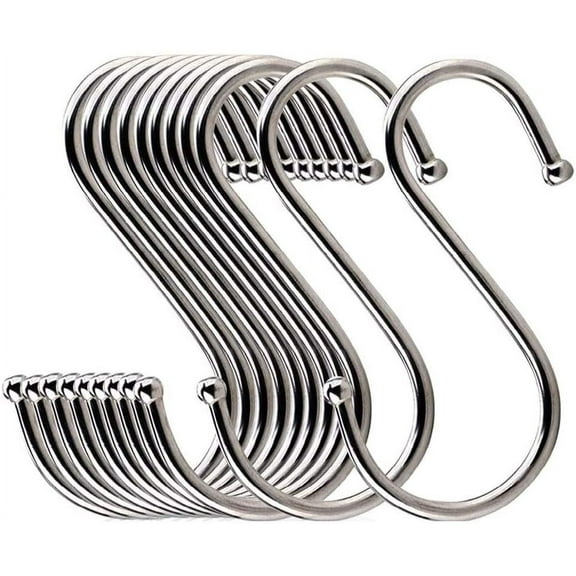 6 Pack 4.7 Inches Extra Large S Shape Hooks Heavy-Duty Metal Hanging Hooks Apply Kitchenware Bathroom Utensils Plants Towels Gardening Multiple uses Tools (Silver)