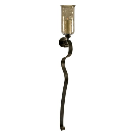 Smart Large Scroll Base Wall Sconce with Brown Luster Glass