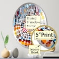 thumbnail image 3 of Designart "Charmed by Abstract Pop Art Liquor I" Liquor Radial Dot Round Wall Mirror - Food & Beverage Oval Printed Decorative Mirror - Multiple Color Options, 3 of 5