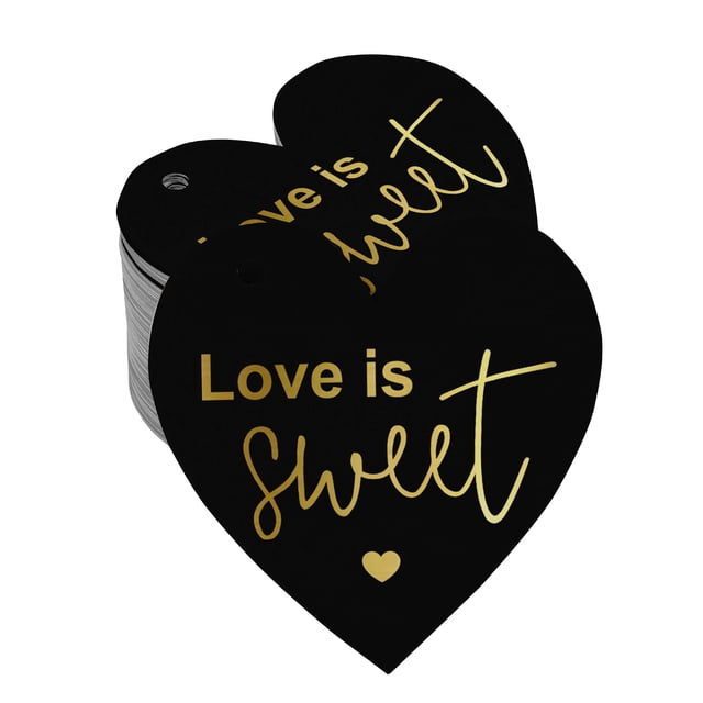 Inkdotpot 100 Pack Real Gold Foil Paper Tag Love Is Sweet Wedding Favor Hang Tag