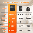 thumbnail image 6 of 2 Person Steam Sauna with Remote Control,Two Folding Chairs,Large Space Sauna for Bedroom,Living Room,Gym, 6 of 8