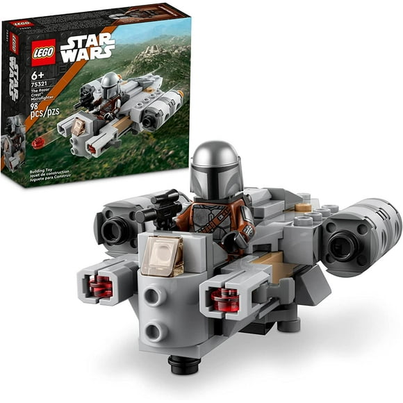 TRAHOO-Star Wars The Razor Crest Microfighter 75321 Toy Building Kit for Kids Aged 6 and Up; Quick-Build, Stud-Shooting Star Wars: The Mandalorian Gunship for Creative Play (98 Pieces)