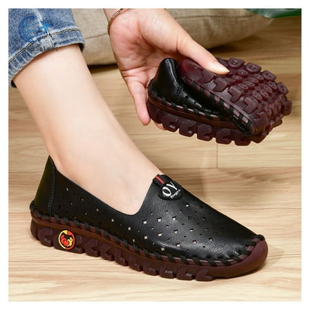 

Women Flat Sneakers Breathable Cut out Upper Slip on Shoes for Women Elderly Size 35-42 38 White