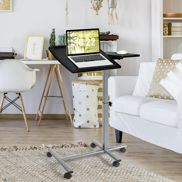 Sit-Standing Mobile Laptop Cart, Rolling Desk with Height