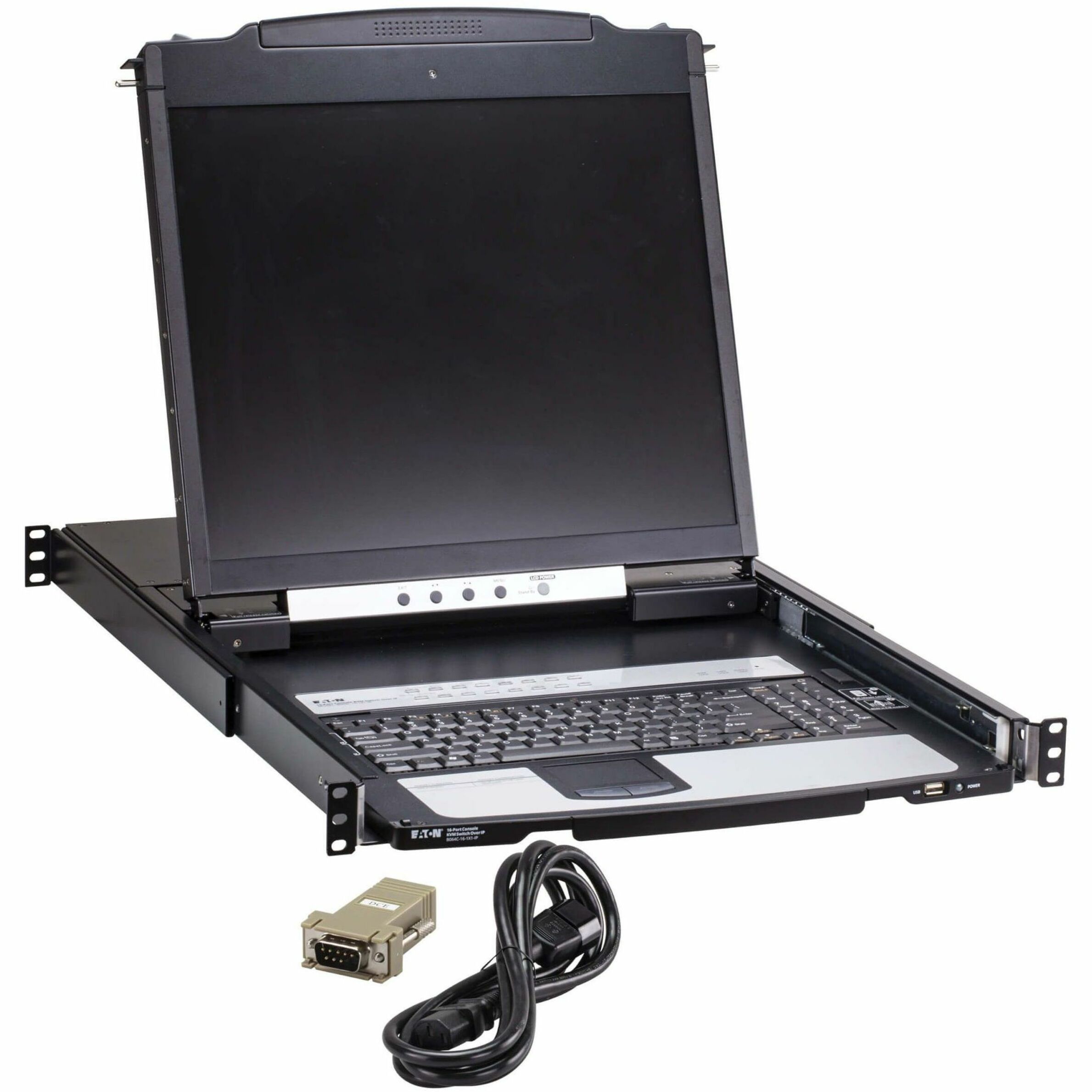 Eaton 16-Port Cat5 KVM over IP Switch - 19 in. LCD, 1 Remote or 1 Local User, 1U Rack-Mount, TAA (b064c-16-1-ip)