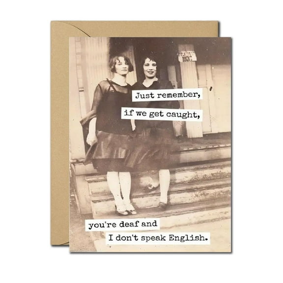 Vintage-Inspired Funny Greeting Card - Blank Inside with Envelope - Perfect for Unique Occasions